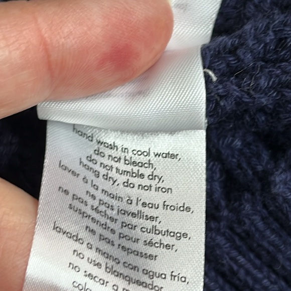 Onia chunky knit navy blue heavy Waffle Knit Shirt Polo Collar Sweater Comfy - Picture 13 of 17